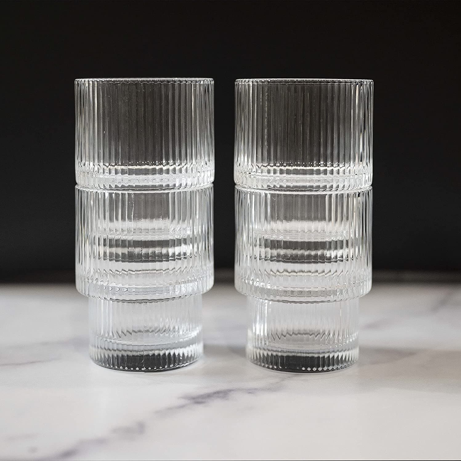 Short Stackable Ripple Drinking Glass