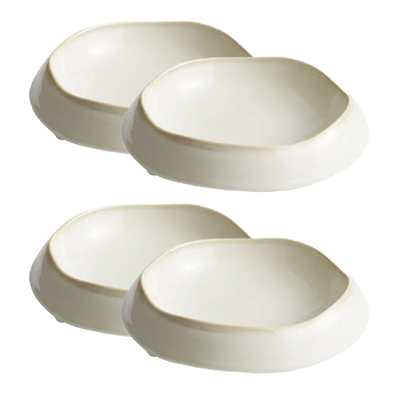 organic shallow serving bowl set in cream