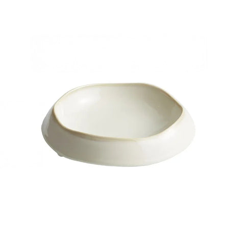 organic shallow serving bowl set in cream