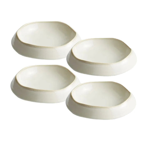 organic shallow serving bowl set in cream