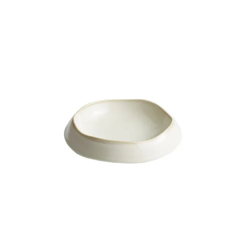 organic shallow serving bowl set in cream