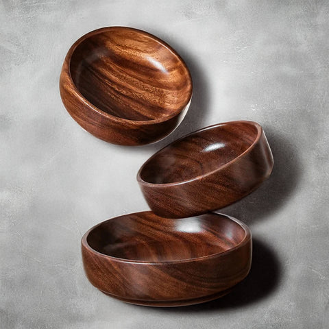 shallow wooden serving bowls