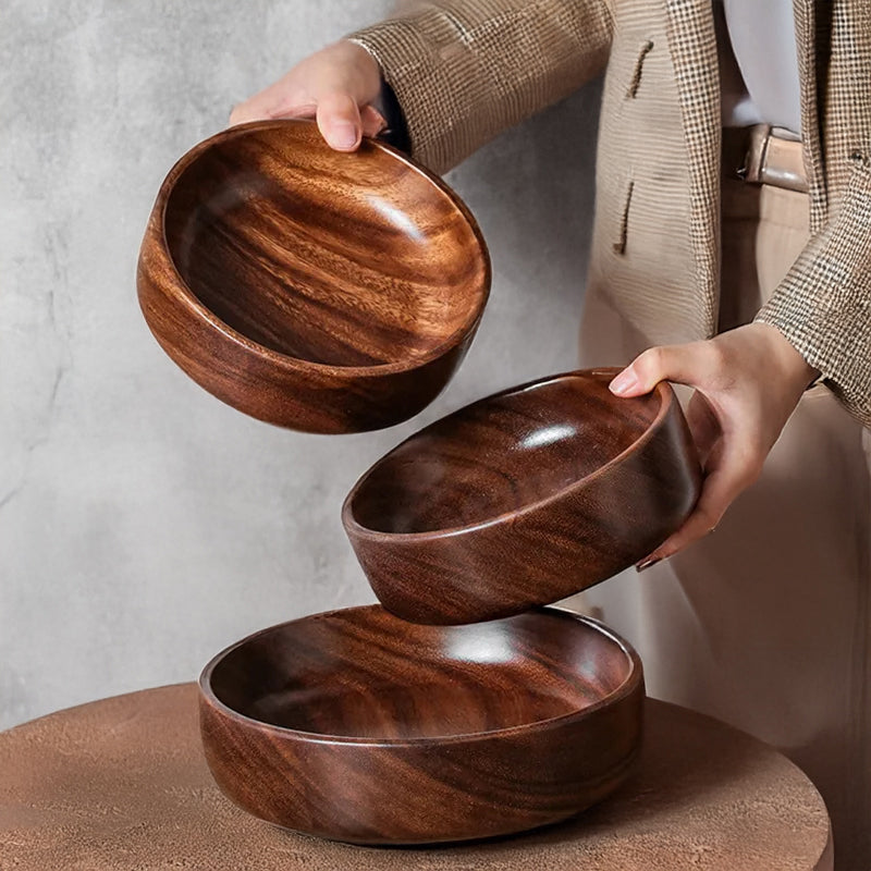 shallow wooden serving bowls