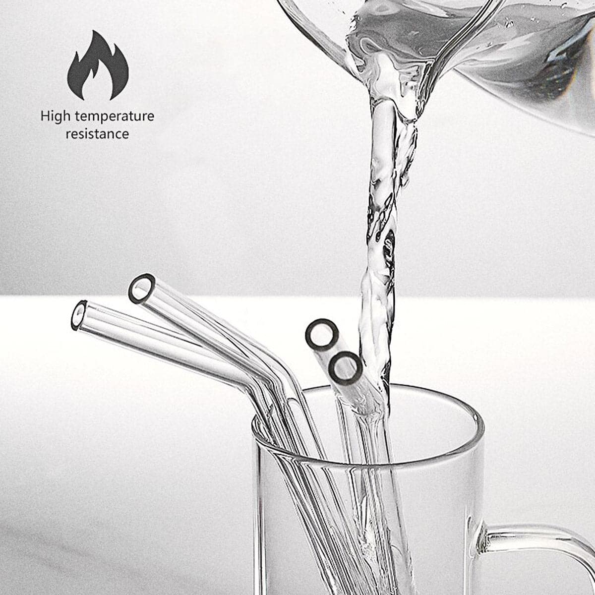 Clear Eco Glass Straws Set of 6