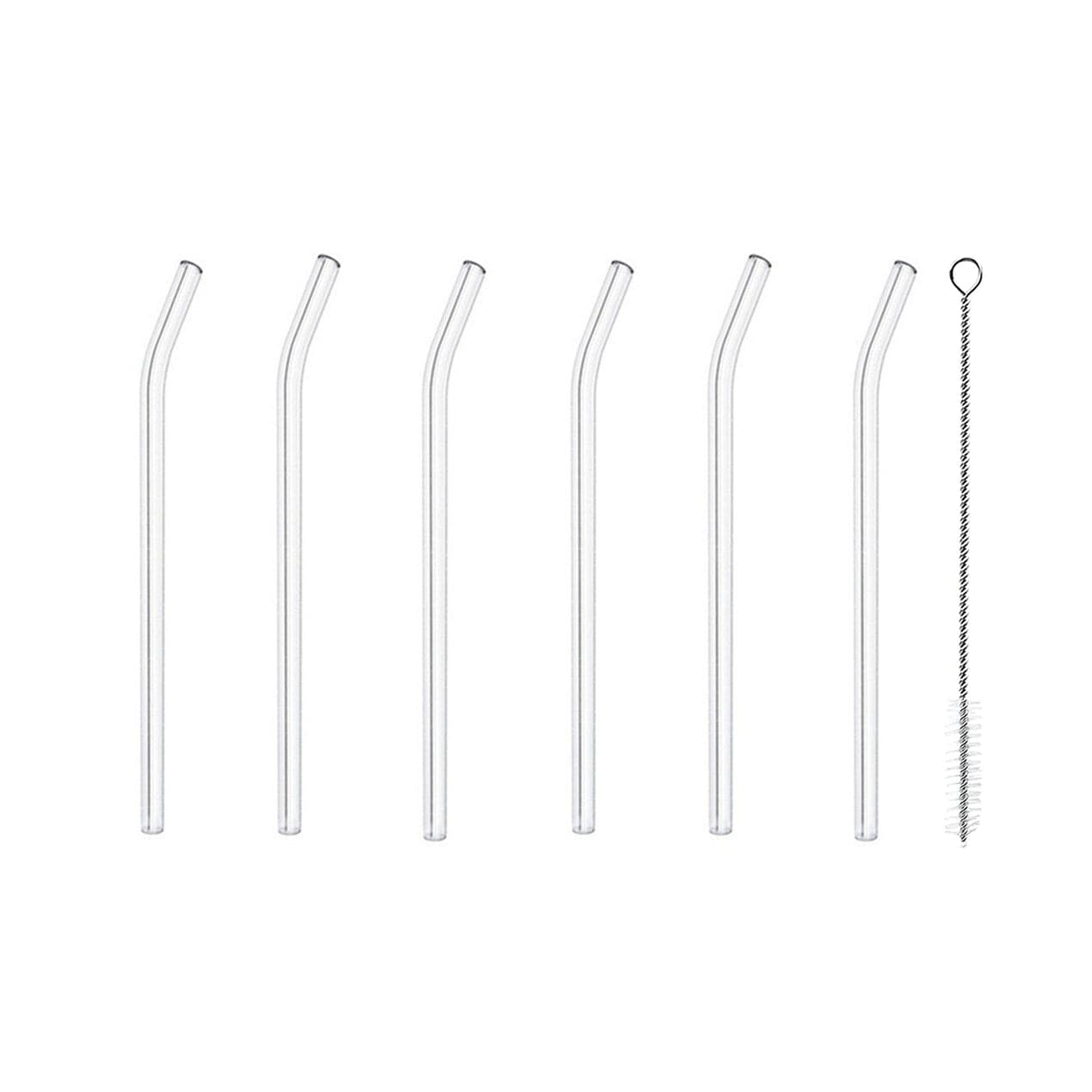 Clear Eco Glass Straws Set of 6