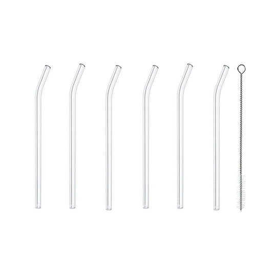 Clear Eco Glass Straws Set of 6