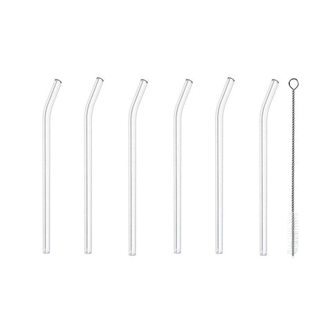 Clear Eco Glass Straws Set of 6