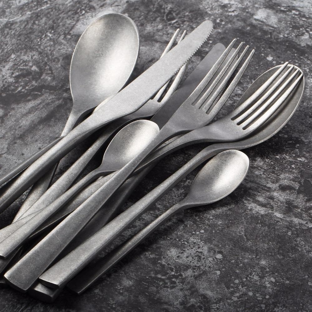 Arts District Matte Silver Stainless Steel Flatware Set